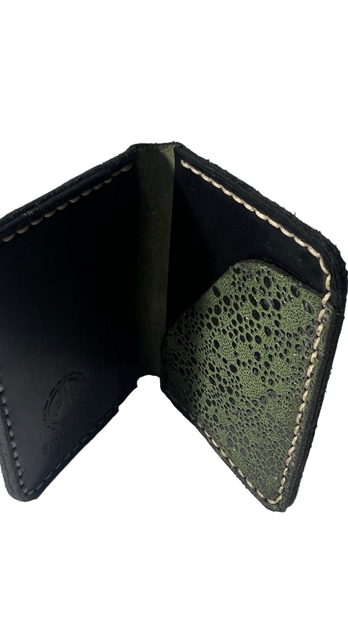 Porta Cartões em Couro - Verde Textura Natural