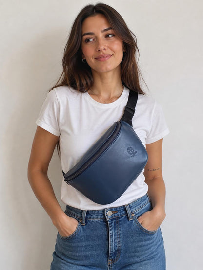 Bolsa de Cintura em Couro “Midnight Classic” – Minimalismo que Funciona