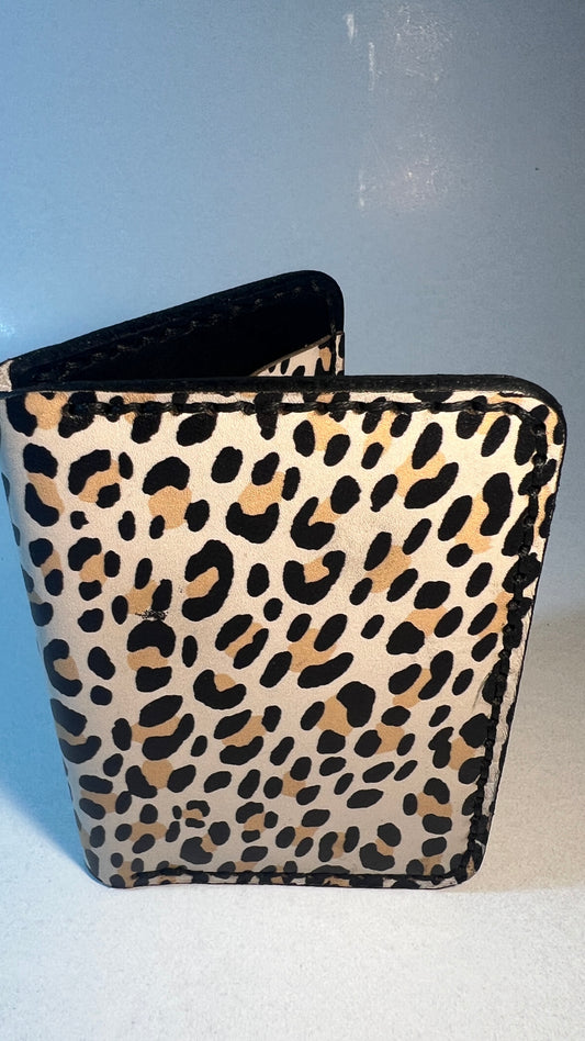 Porta Cartões em Couro - Animal Print Bege