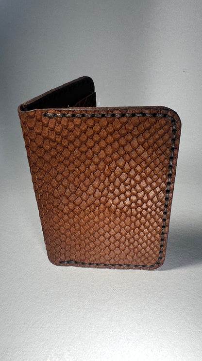 Porta Cartões em Couro - Castanho Efeito Piton