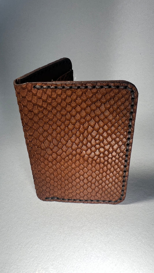 Porta Cartões em Couro - Castanho Efeito Piton