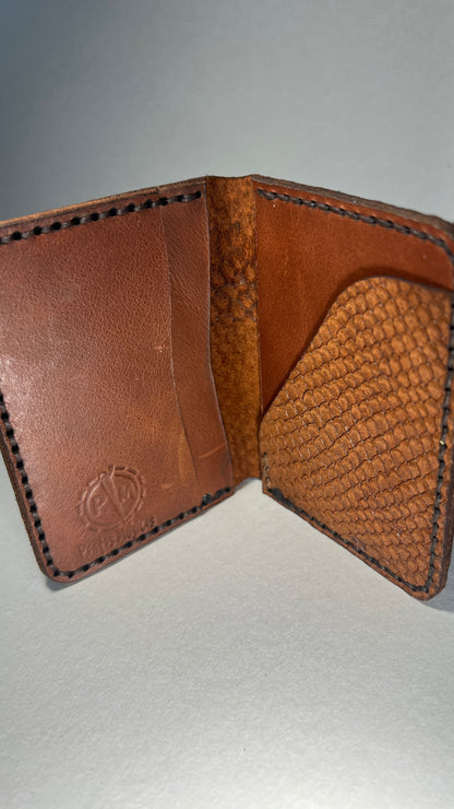 Porta Cartões em Couro - Castanho Efeito Piton