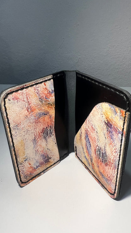 Porta Cartões em Couro - Padrão Preto com Acabamento Liso