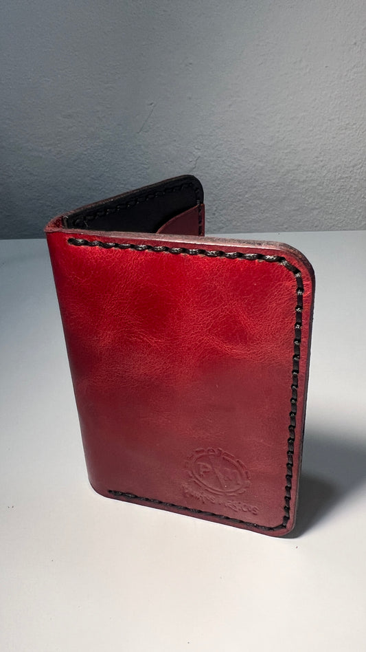 Porta Cartões em Couro  – Padrão Vermelho Clássico