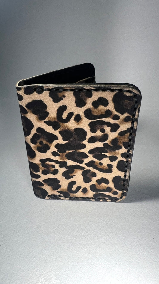 Porta Cartões em Couro - Animal Print Leopardo Bege