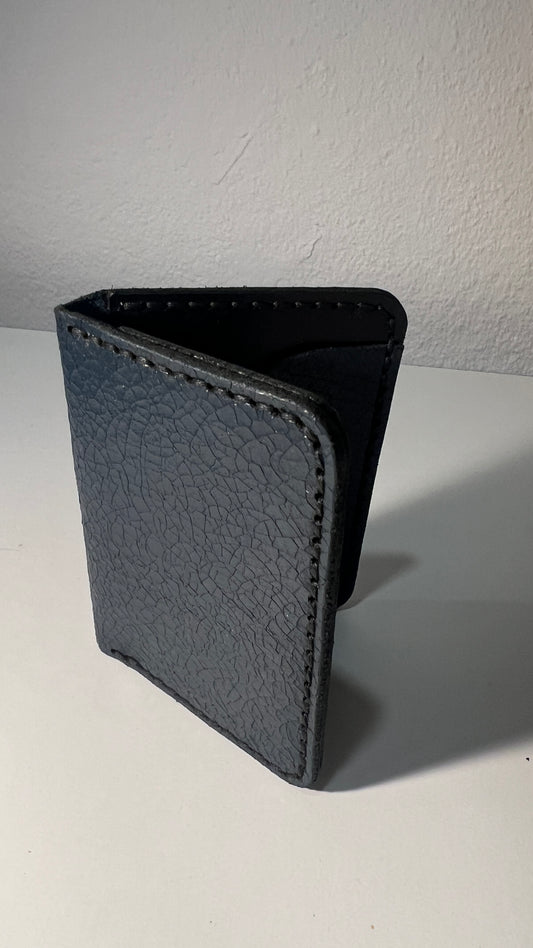 Porta Cartões em Couro - Azul Textura Natural