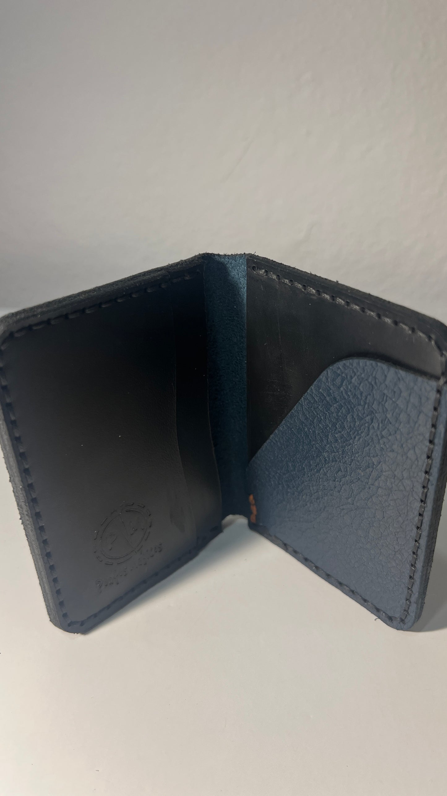 Porta Cartões em Couro - Azul Textura Natural