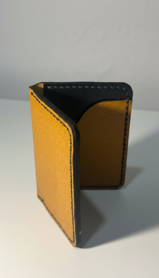 Porta Cartões em Couro - Mostarda Textura Natural
