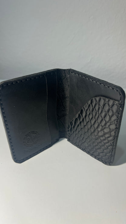Porta Cartões em Couro - Preto Textura Crocodilo