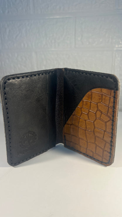 Porta Cartões em Couro “Stone Texture” – Efeito Craquelado Cinza