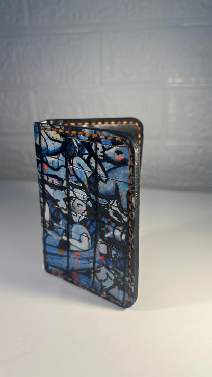 Porta Cartões em Couro “Urban Blue” – Estampa Artística Azul