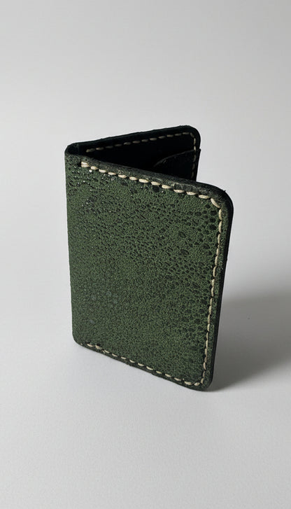 Porta Cartões em Couro - Verde Textura Natural