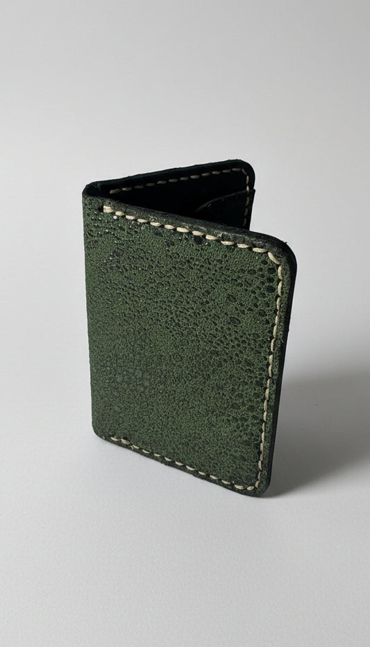 Porta Cartões em Couro - Verde Textura Natural